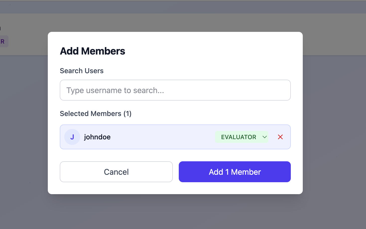 Add member dialog