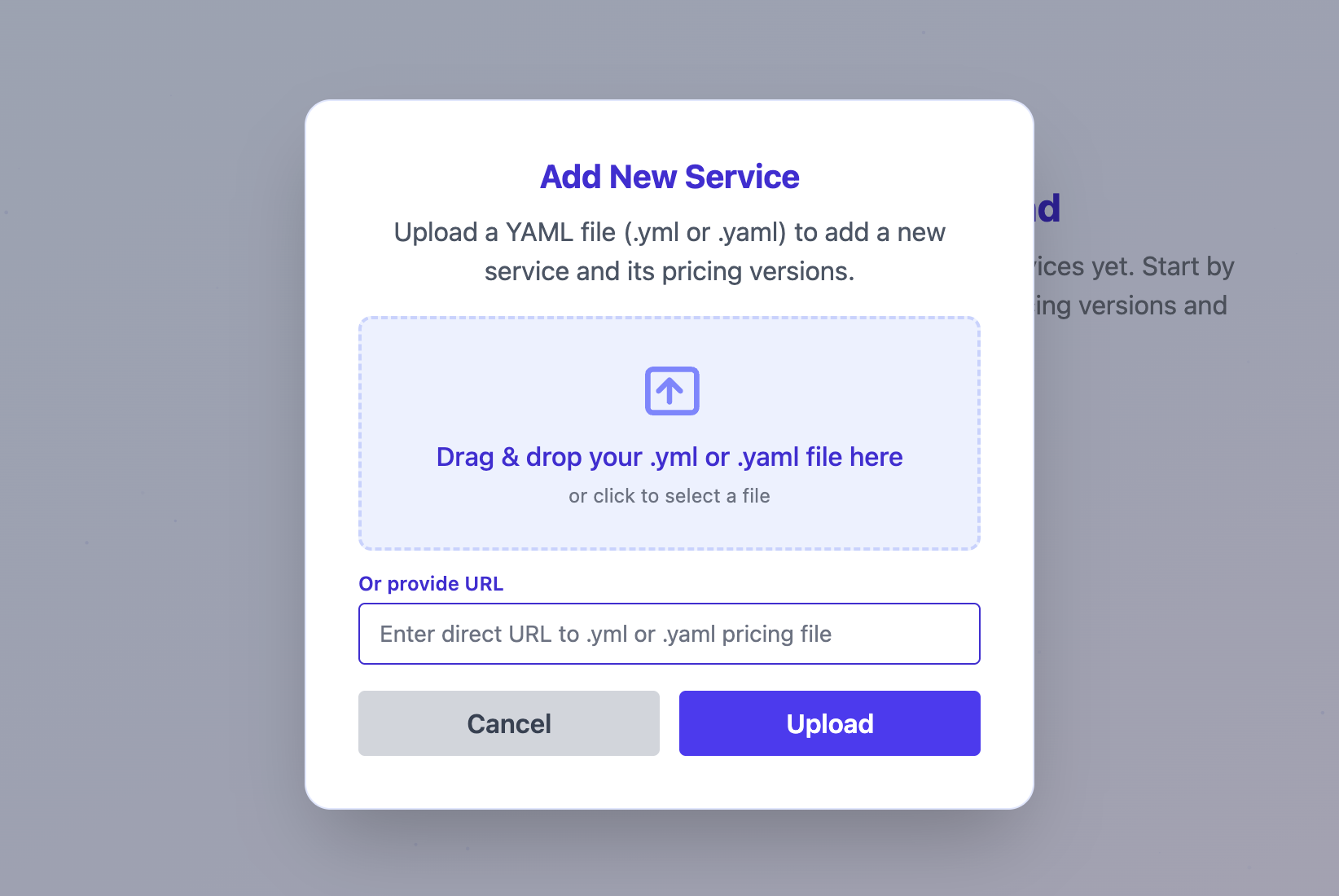 Add Service dialog