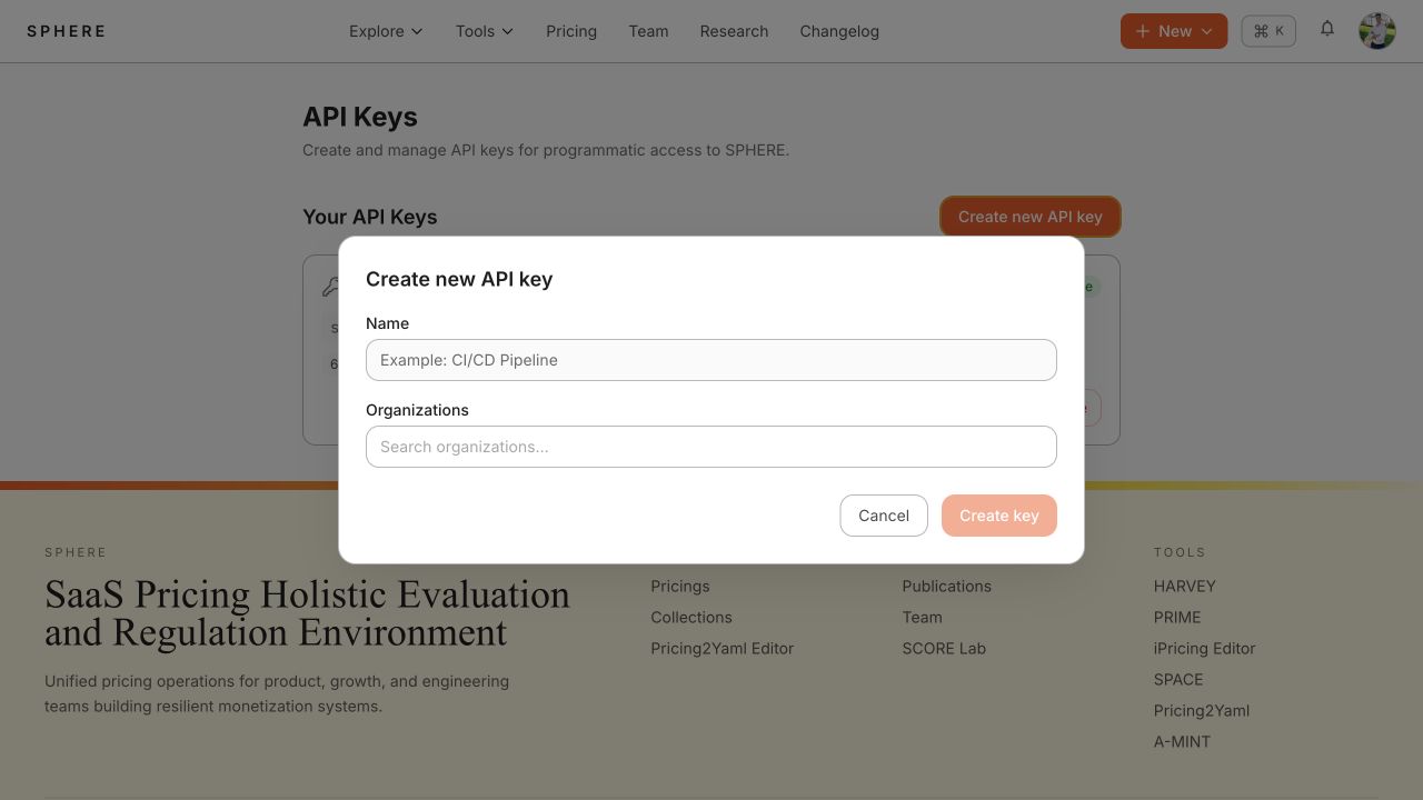 API key creation