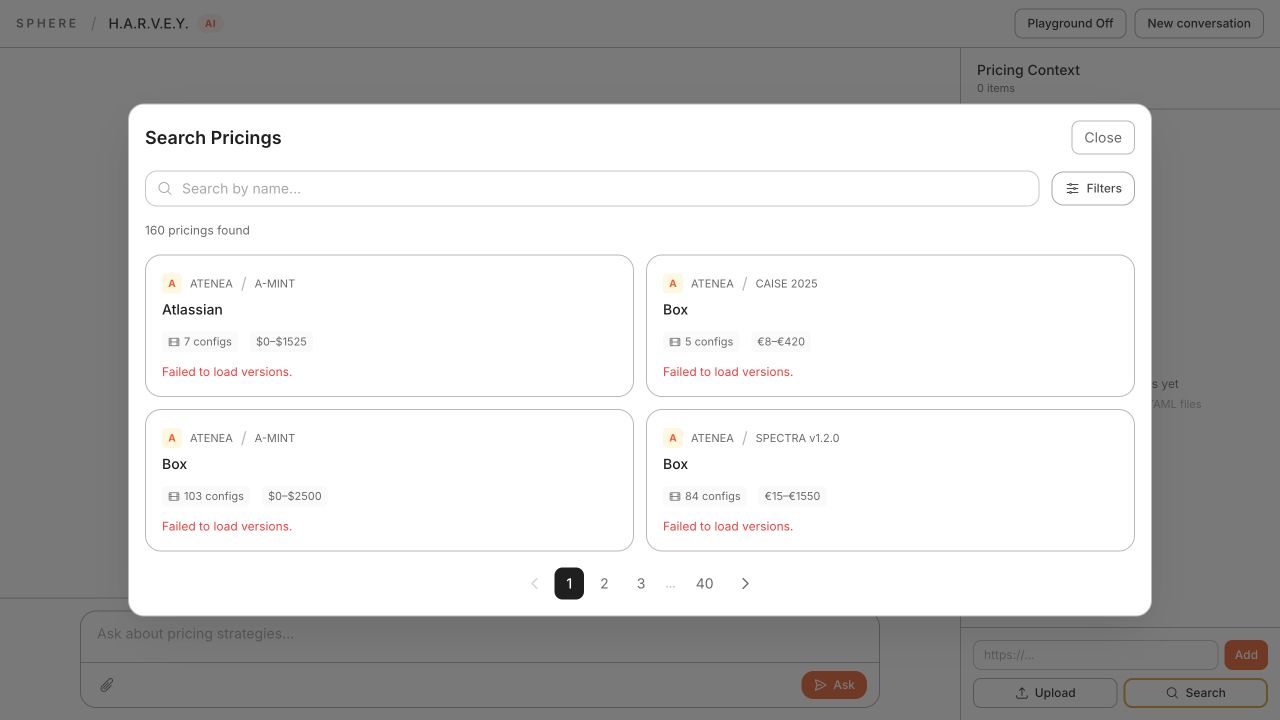 HARVEY stored-pricing context