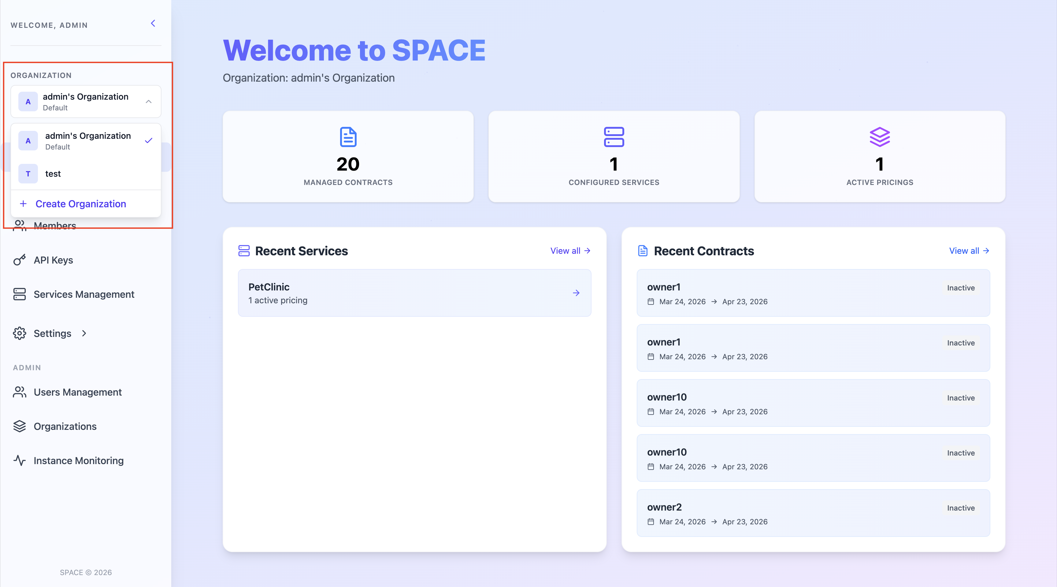 Organization Selector