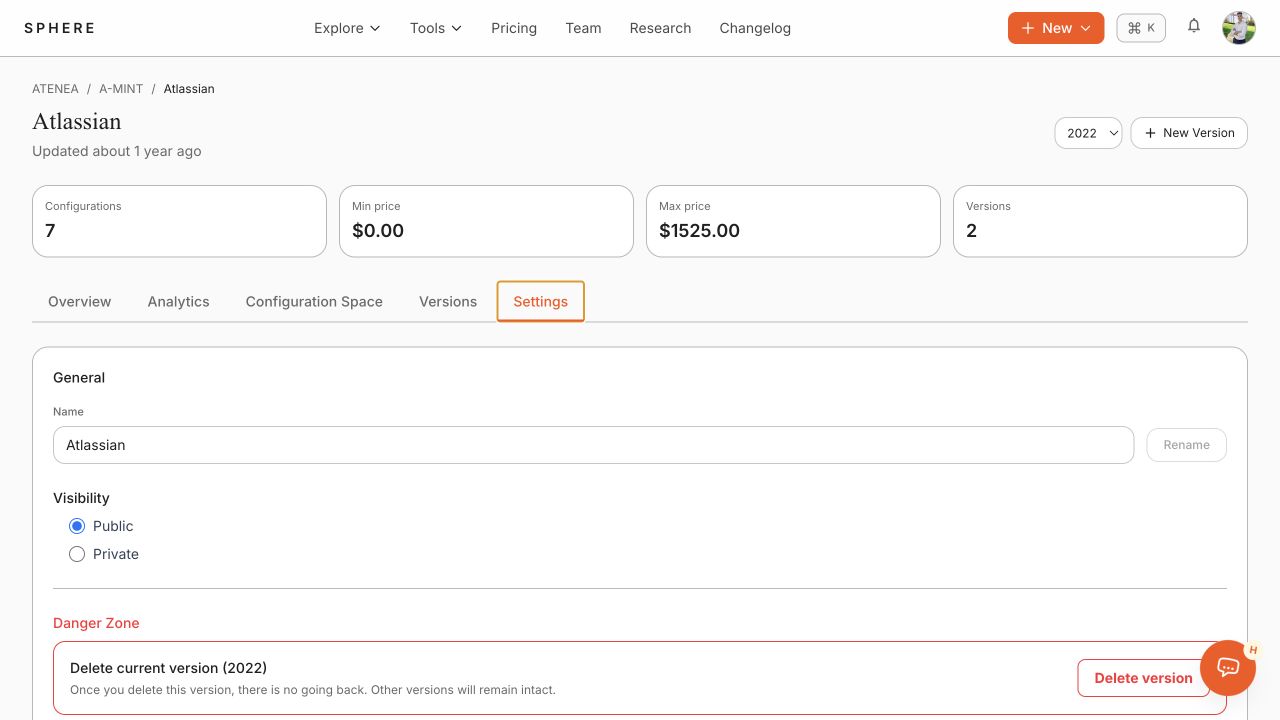 Pricing settings