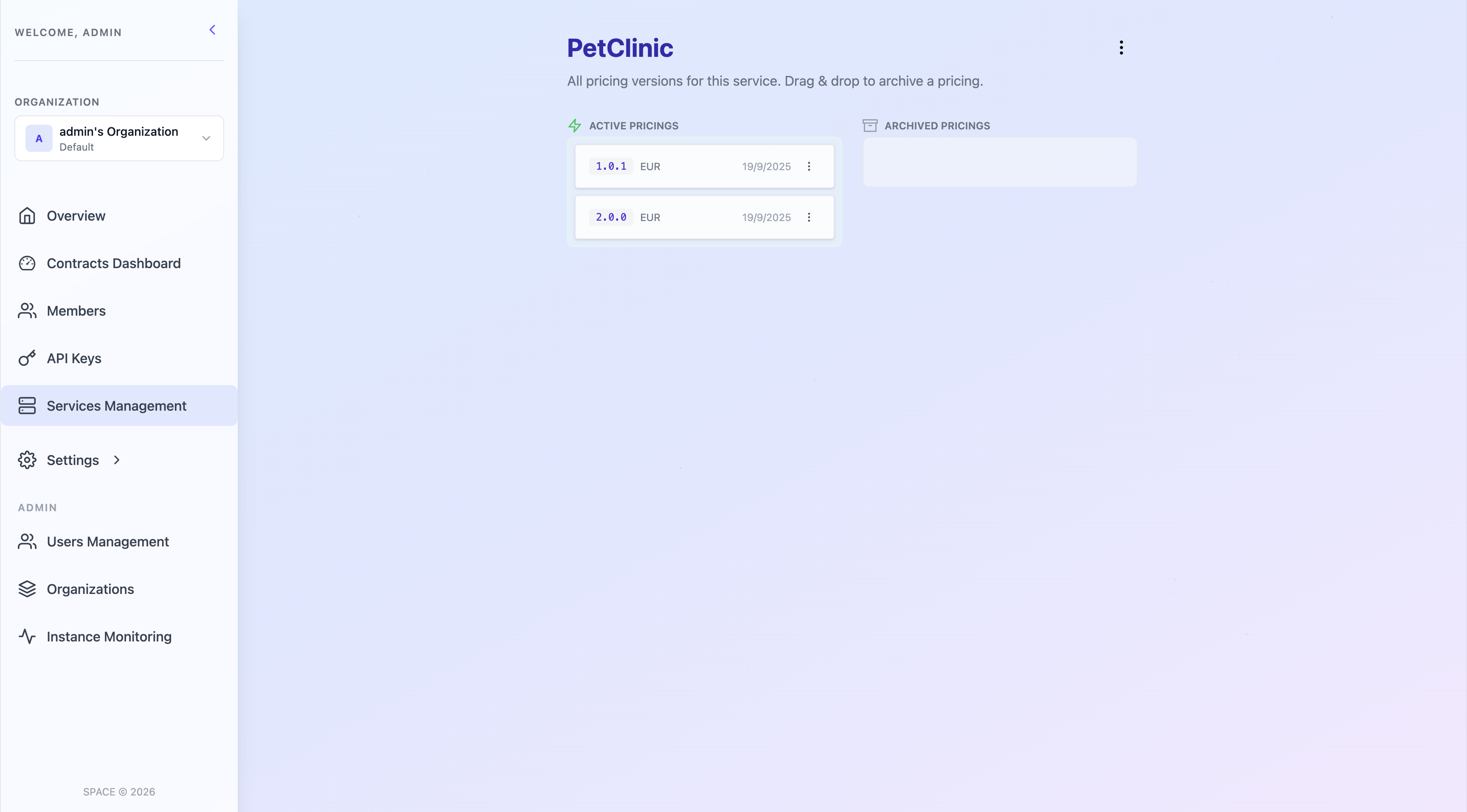 Service details with new version