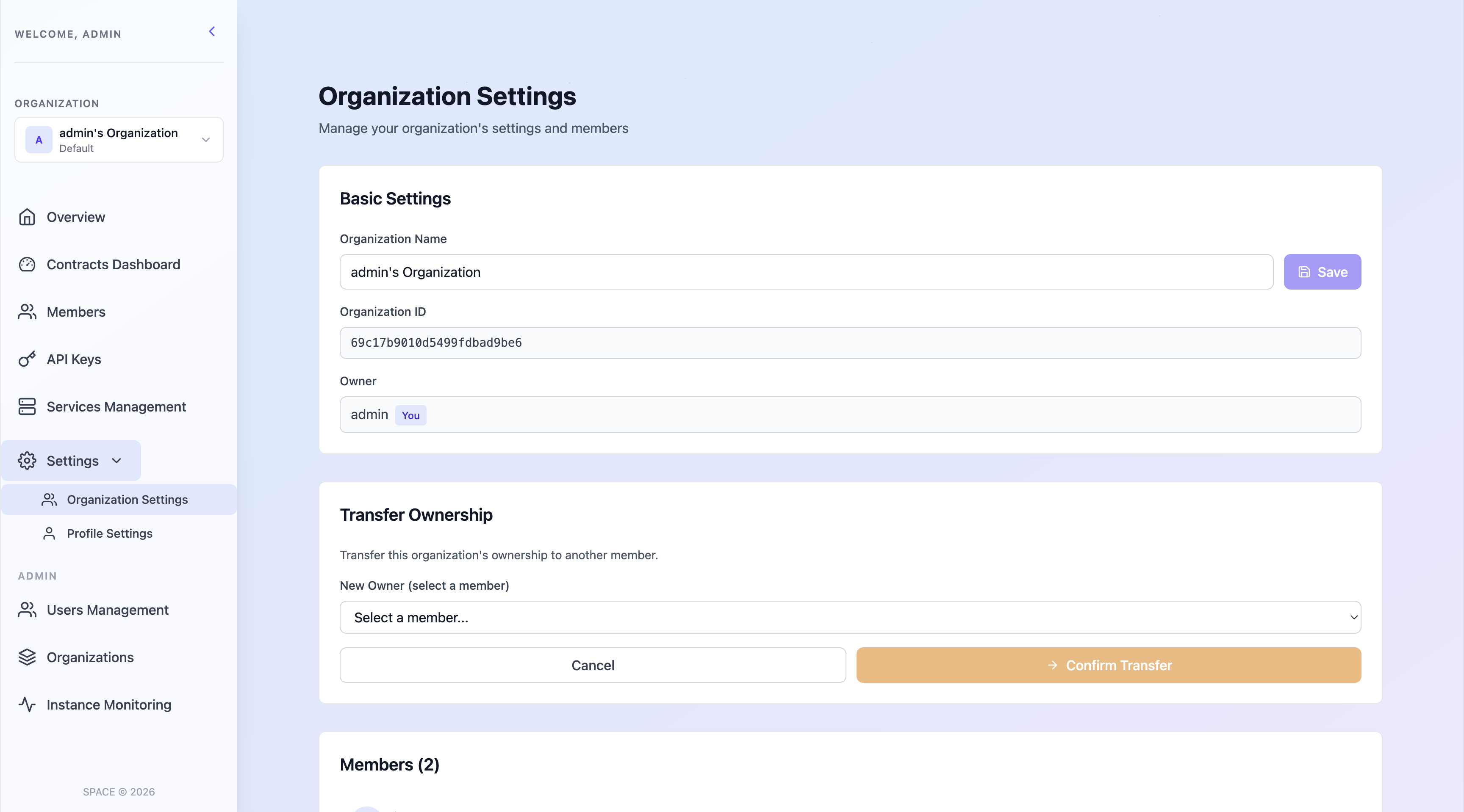 Transfer Ownership Button