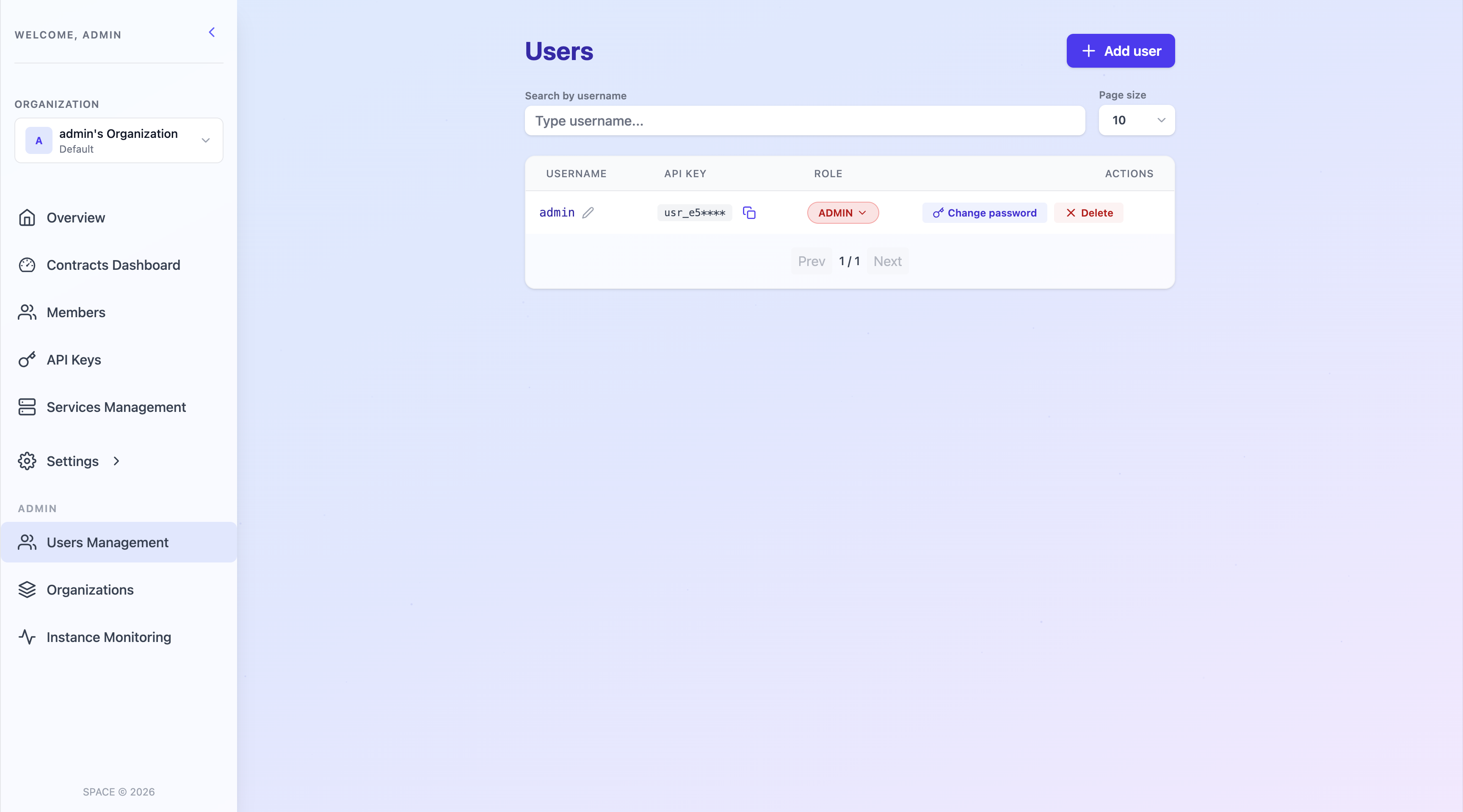 Users Management Screen